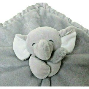 Carters Elephant Lovey Security Blanket Satin Trim Gray Plush Baby Toy